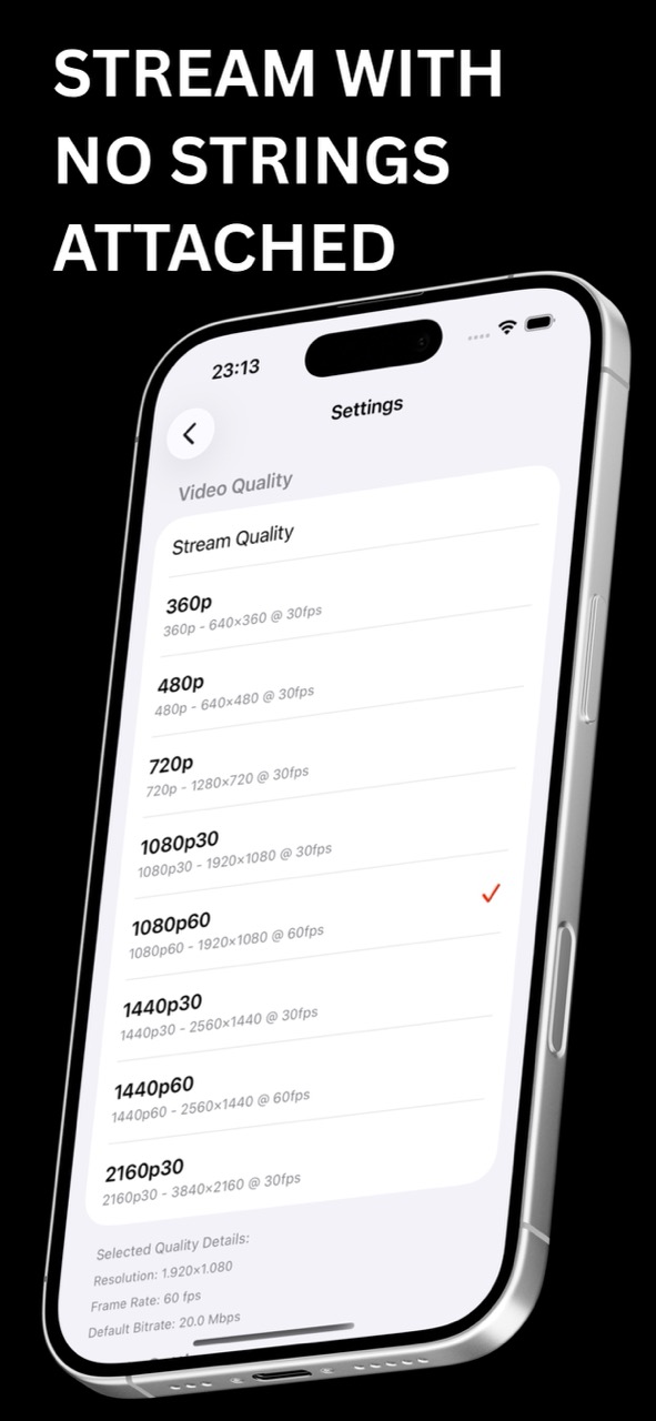 SpyScope video quality settings up to 4K
