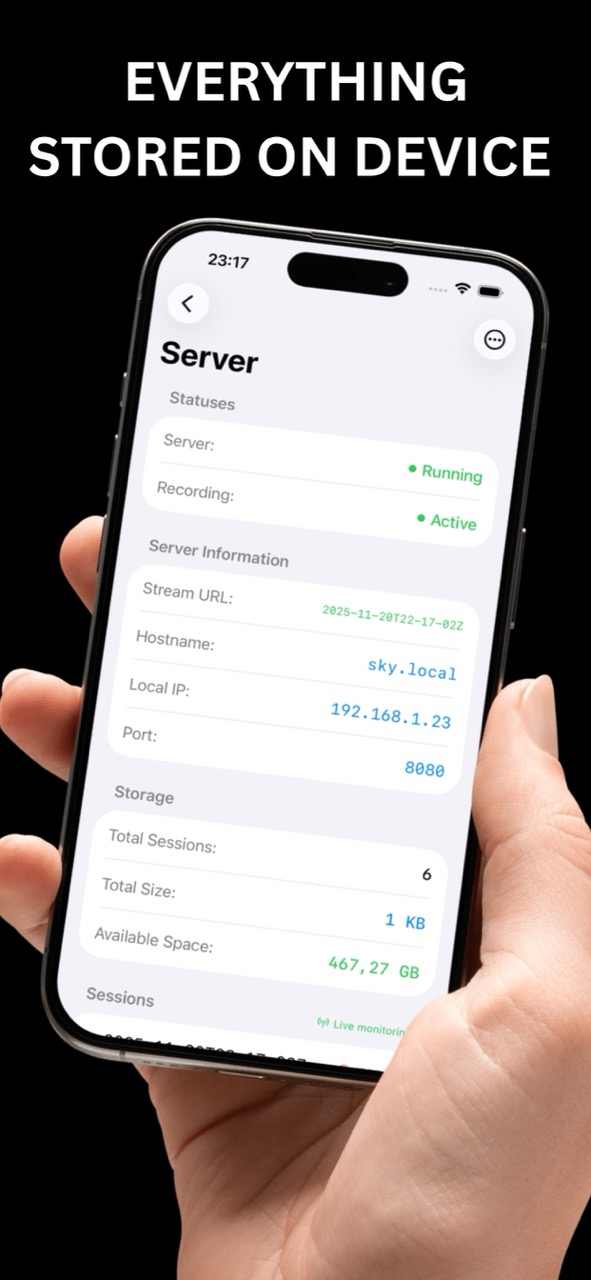 SpyScope server status and local storage